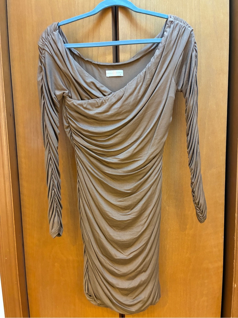 Ruched Off-the-shoulder Long-Sleeve Dress